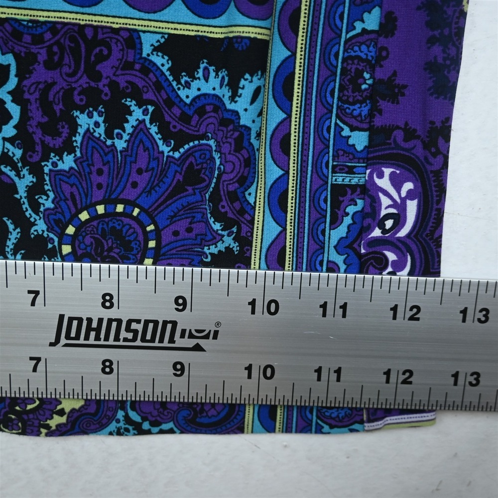 Chicos 12 Purple Floral Paisley Pull On Stretch Wide Leg Flare Womens Pants - Picture 5 of 9